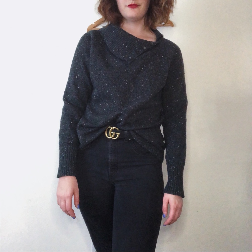 JJill Preppy Tweed Decorative Button Sweater Small